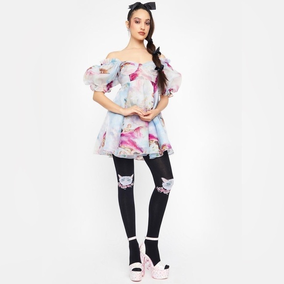 SELKIE The Cupid's Serenade Parliament Dress Women's Medium NWT Puff Sleeve Blue - Picture 3 of 16